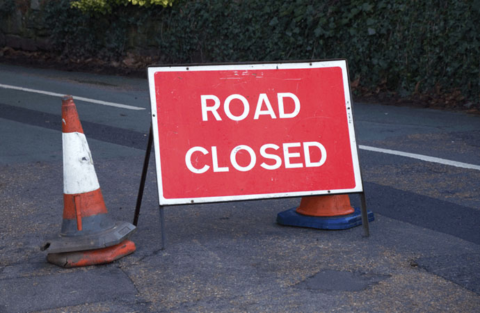 Road Closed sign