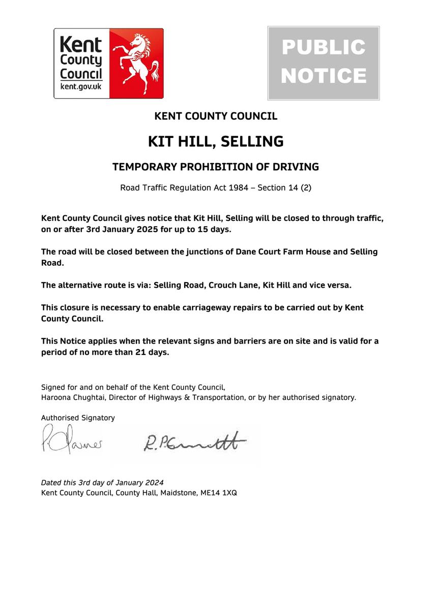 Road closure - Kit Hill